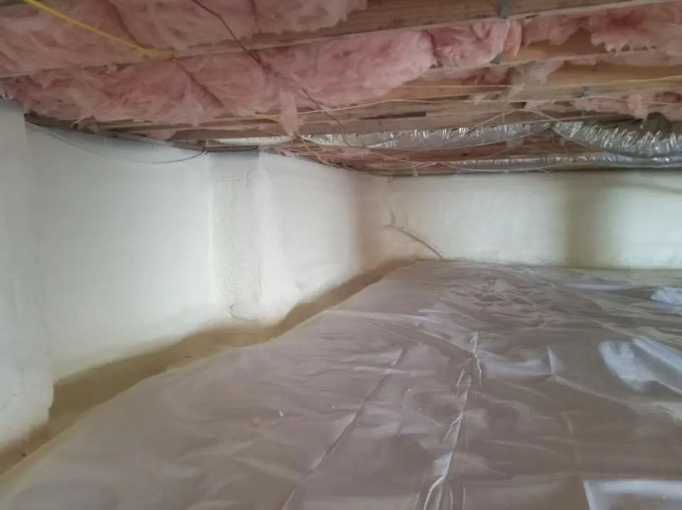 Crawl space encapsulation with closed-cell spray foam for Attic Insulation in Angleton